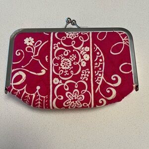 Vera Bradley Pink and White Floral Wallet Kisslock Coin Purse